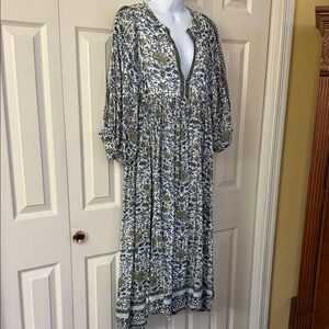 Chic Olive and White Midi Dress